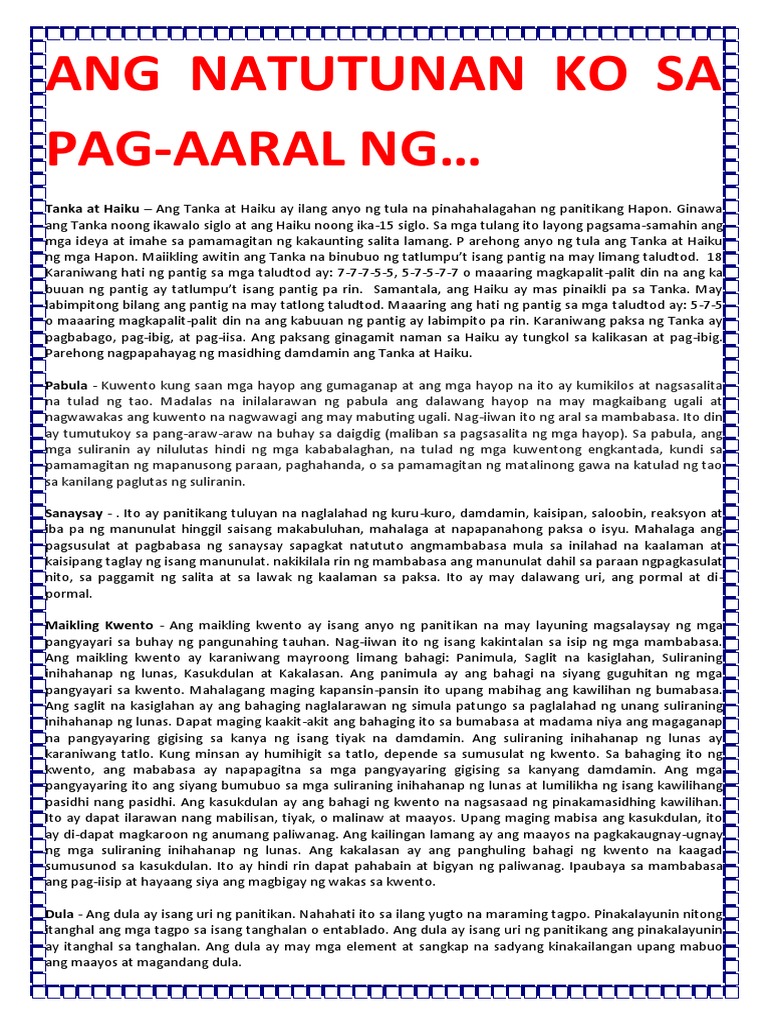 Ang Mga Natutunan Ko