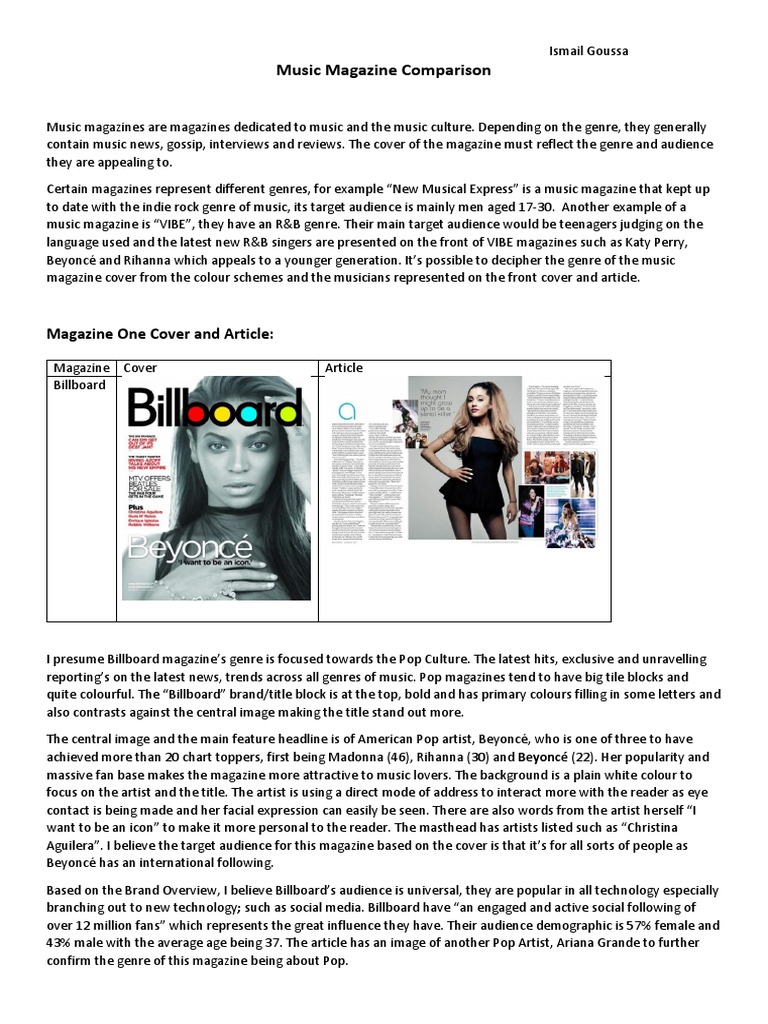 Music Magazine Genre Analysis | PDF | Rock Music | Magazines