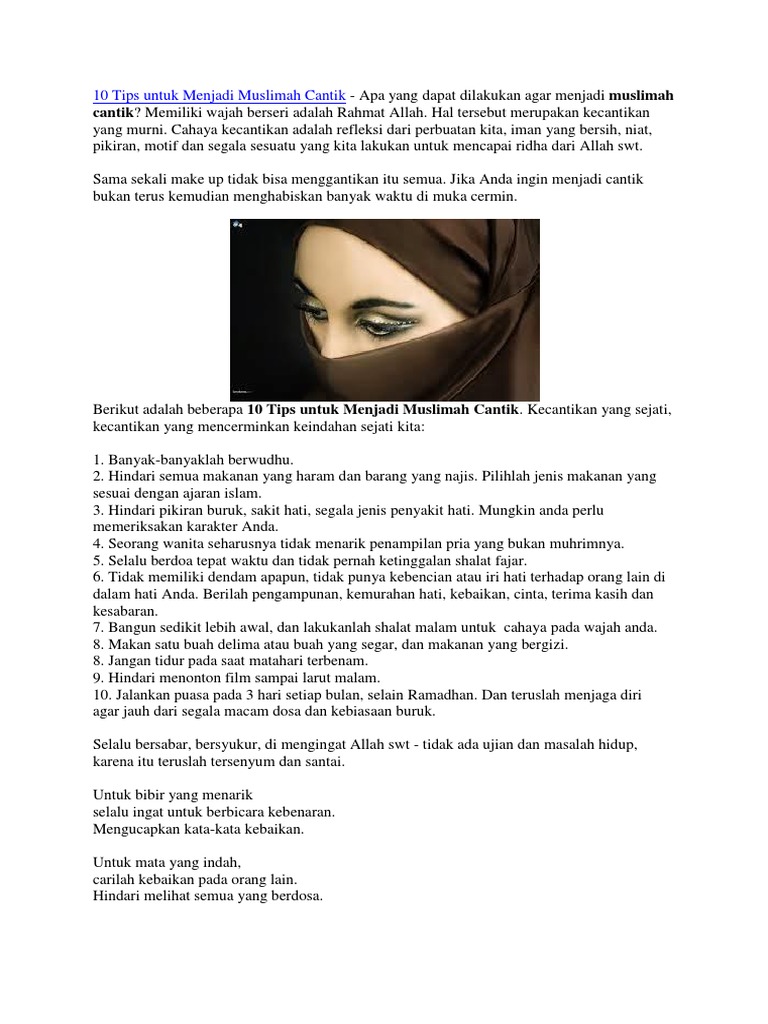 10 Tips Untuk Menjadi Muslimah Cantik