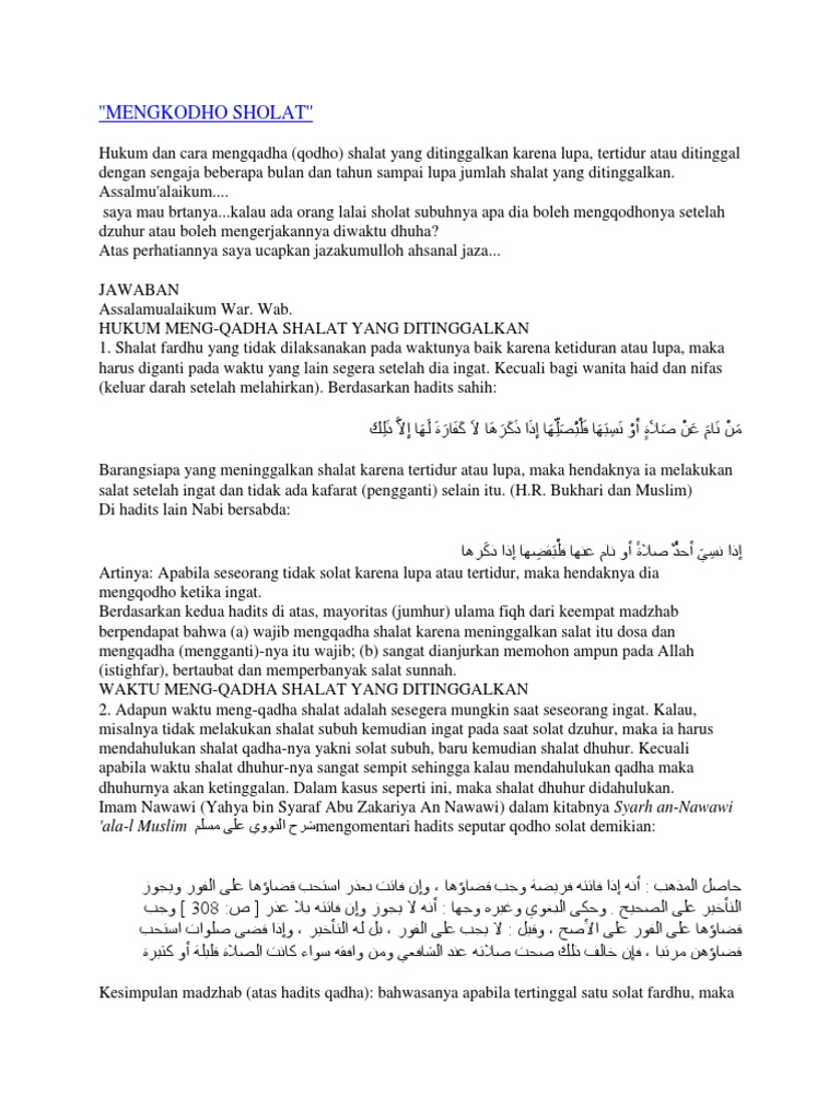 Cara Mengerjakan Qadha Shalat Ilmusosial Id
