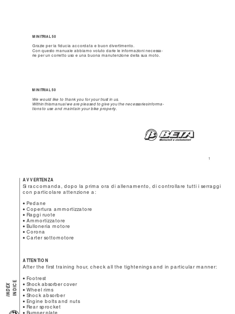 Beta 50 Minitrial Manual de Reparatie WWW - Manualedereparatie | PDF