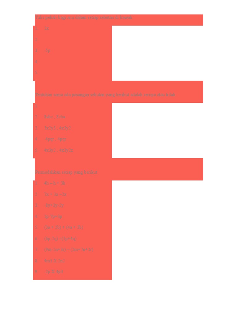 Tulis Pekali Bagi Anu Dalam Setiap Sebutan Di Bawa | PDF