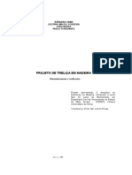 Projeto de treliça em madeira para telhado com dimensões e verificações estruturais