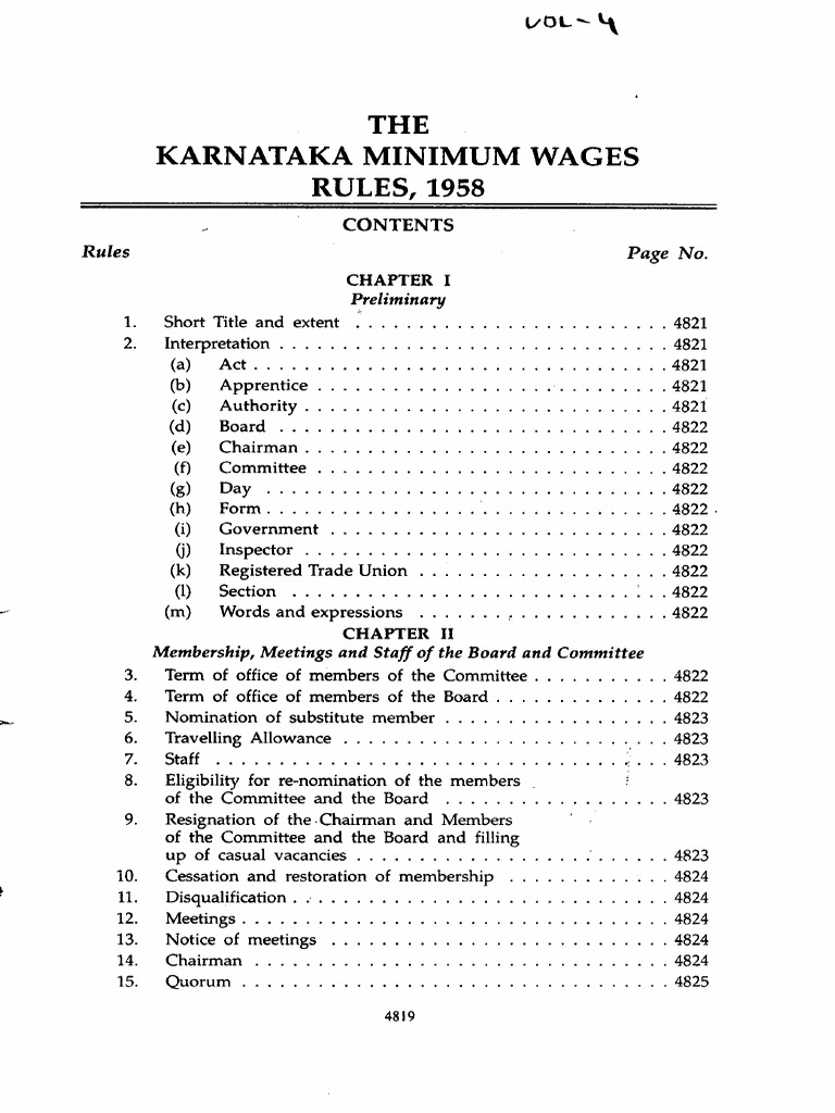 Minimum Wages Karnataka Rules 1958 PDF Wage Tax Deduction