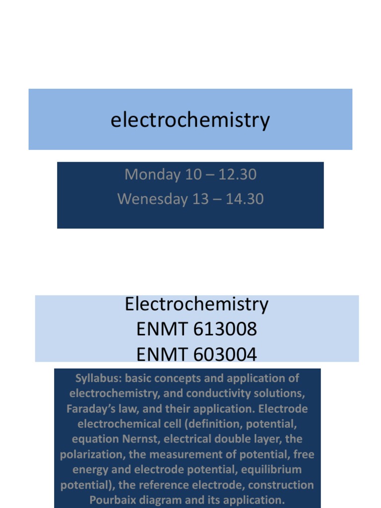 Electrochemistry Concepts and Applications | PDF | Electrochemistry | Redox