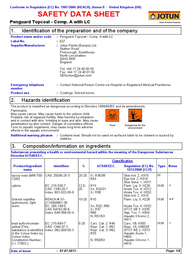 SDS Penguard Topcoat Comp. a With LC Marine_Protective English