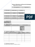 Application Proforma For Faculty Positions