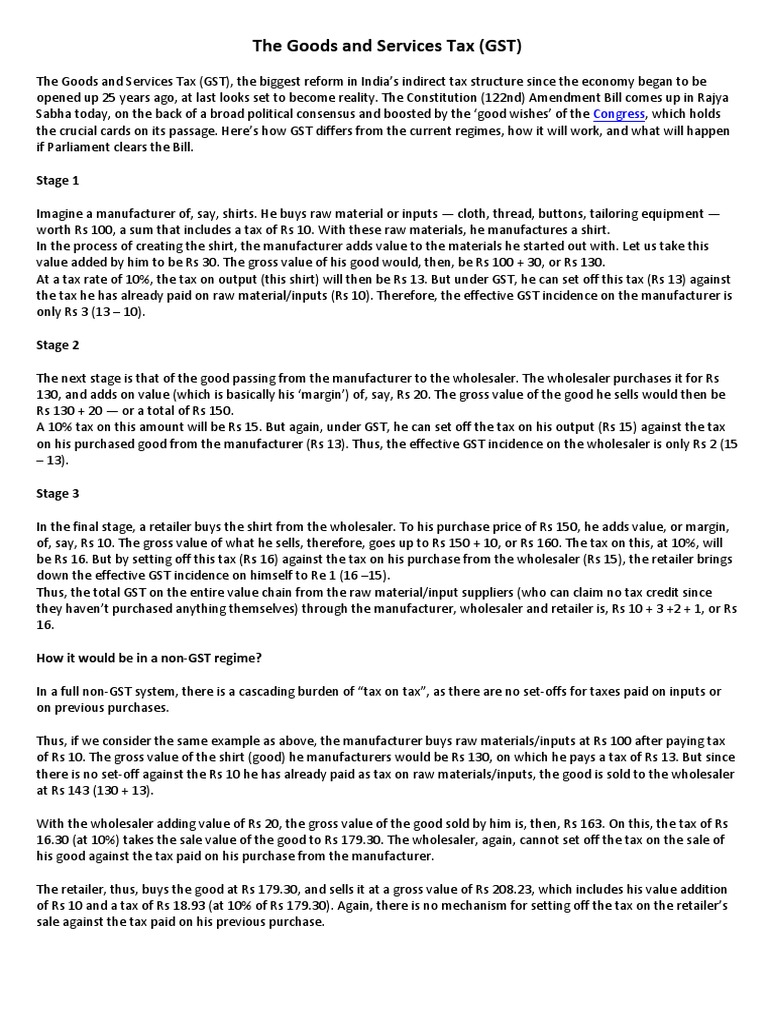 The Goods and Services Tax | PDF | Value Added Tax | Taxes