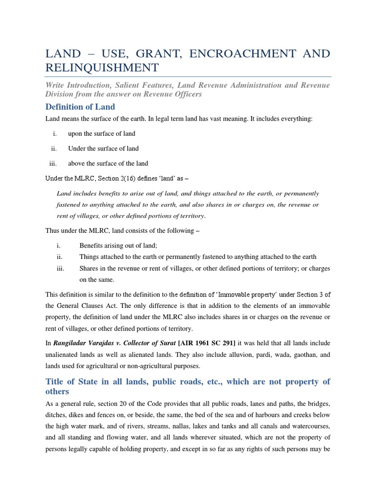 MLRC 2. Land (Use, Grant, Encroachment and Relinquishment) PDF