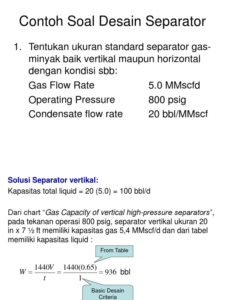 Contoh Soal Desain Separator ppt Contoh Soal Desain Separator ppt