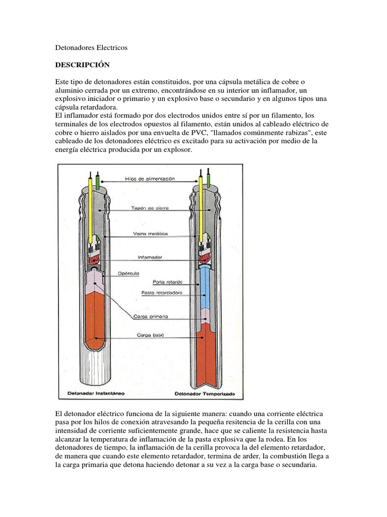 Tipos y Caracteristicas de Los Detonadores Electricos