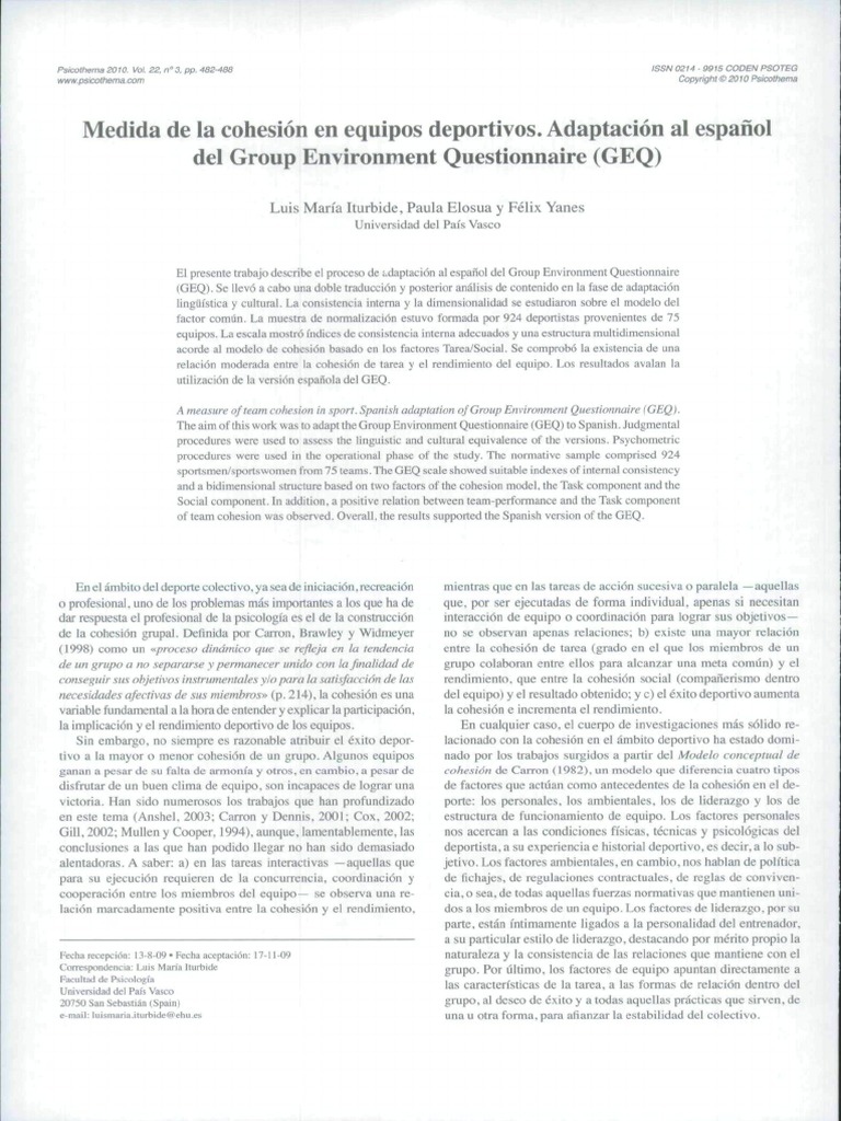 Cohesion de Equipo | PDF | Cohesión grupal | Liderazgo