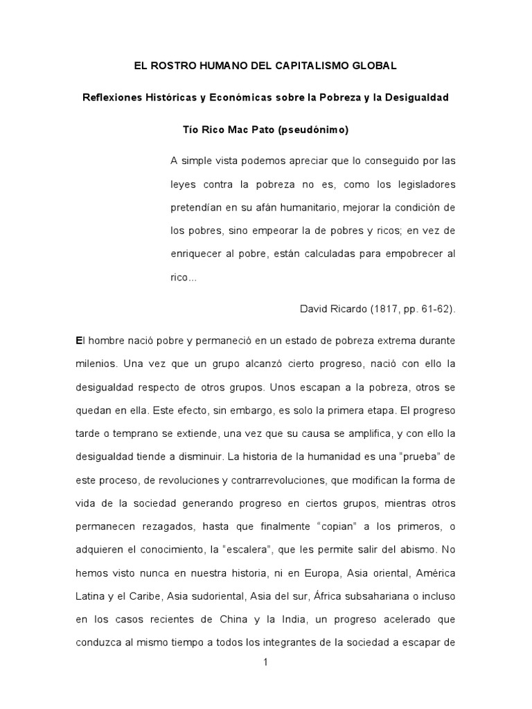 El rostro humano del capitalismo global | PDF | Pobreza | Pobreza e