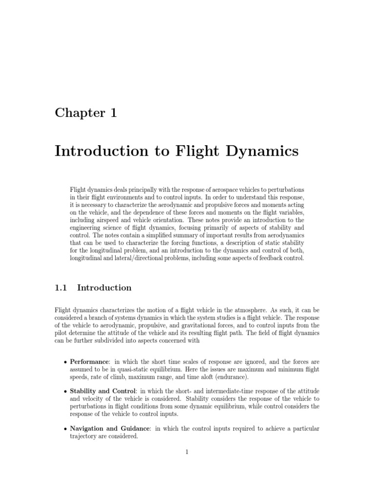 Introduction To Flight Dynamics PDF Flight Dynamics (Fixed Wing