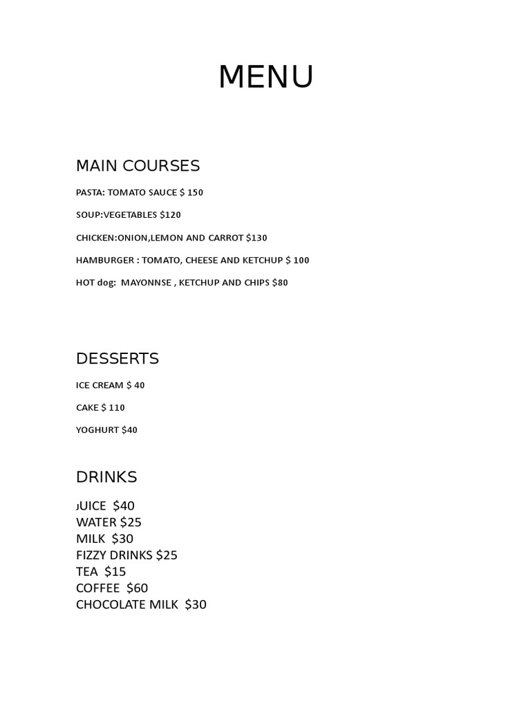 Tea Menu and Pricing | PDF