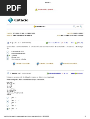 Questões sobre Algoritmos e Programação | PDF | Algoritmos | Tipo