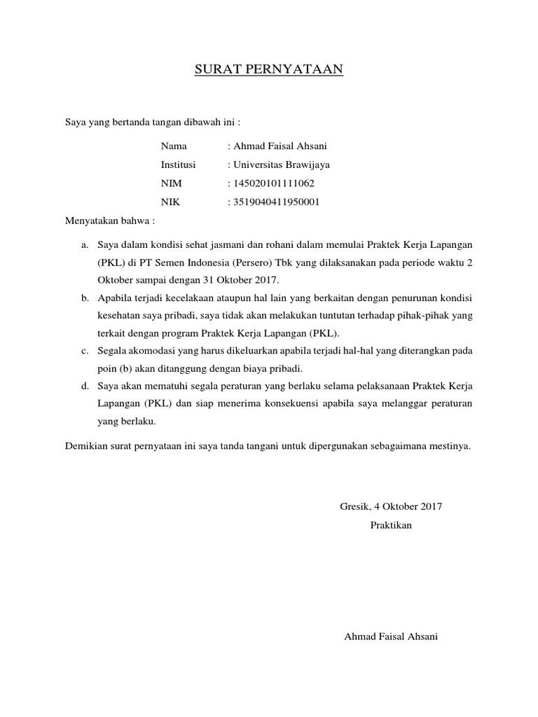 Surat Pernyataan Tidak Dicover Biaya Asuransi | PDF