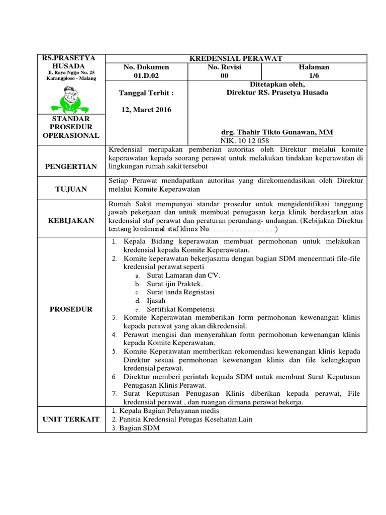Contoh Soal Kredensial Perawat Di Rumah Sakit Contoh