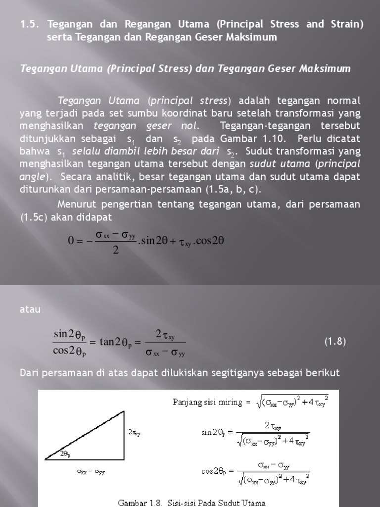 Tegangan Utama Principal Stress Dan Tegangan Geser Maksimum