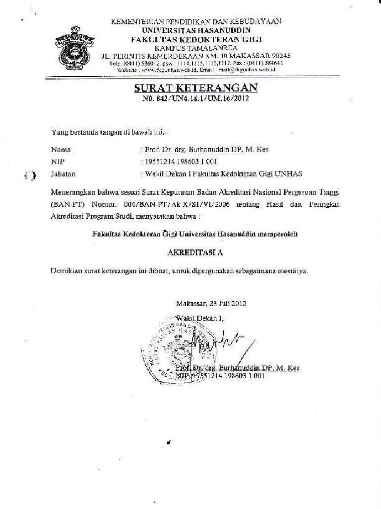 Surat Keterangan Universitas