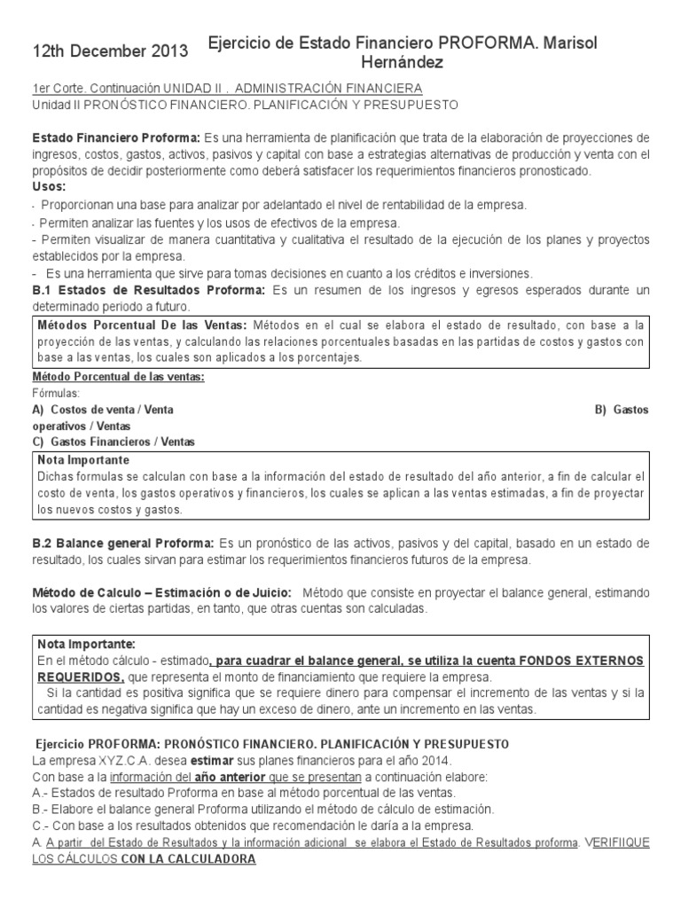 Que Significa Proforma En Finanzas - Descargar Manual
