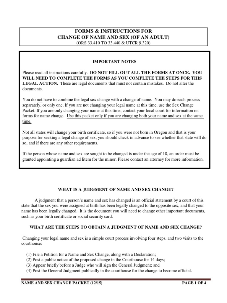 Legal Name and Sex Change Guide | PDF | Identity Document | Birth ...