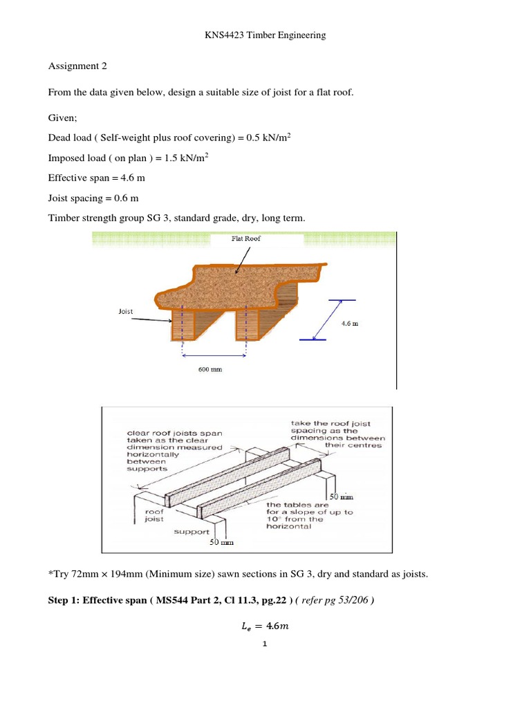 Joist Design for Flat Roof Using SG3 | PDF | Lumber | Bending