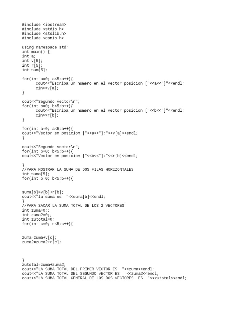 Suma de Vectores en C++ | PDF | Informática