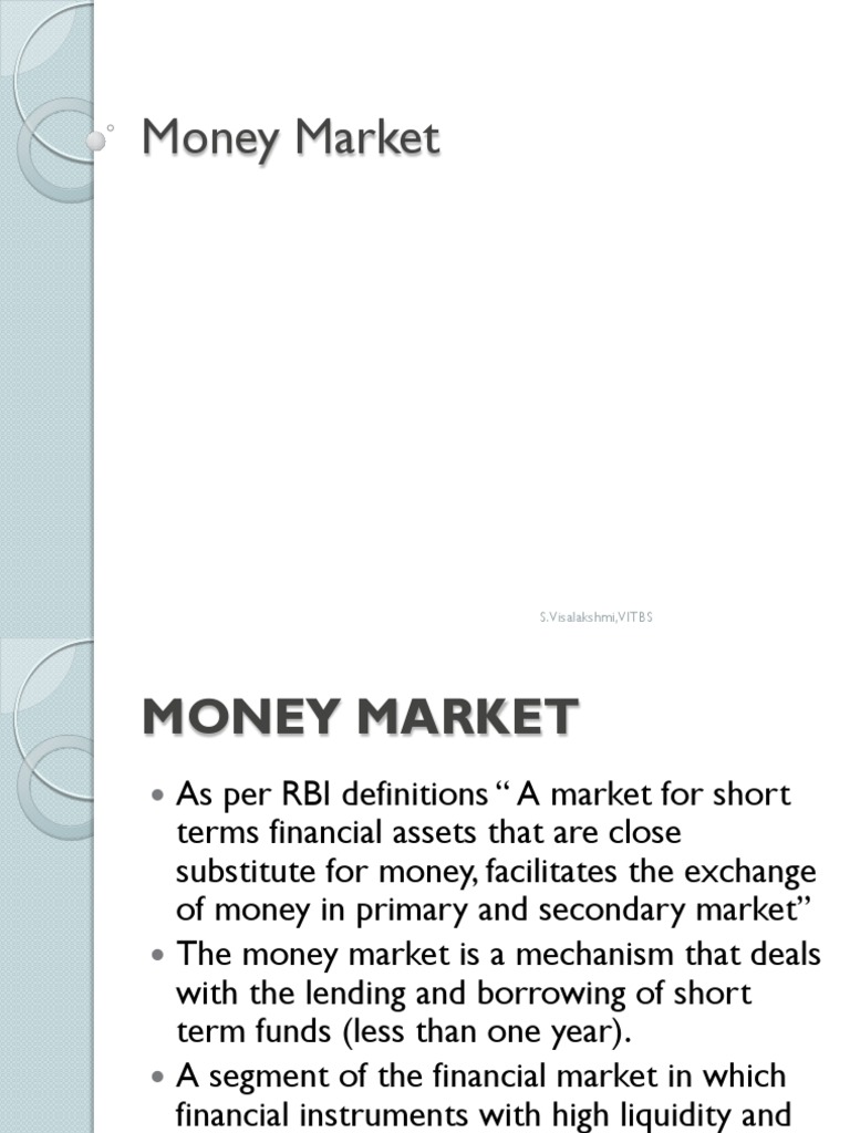 Overview of Money Market Instruments | PDF | Repurchase Agreement ...