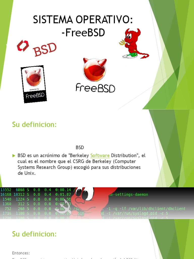 Sistema Operativo FreeBSD | Berkeley Software Distribution | Marco de ...
