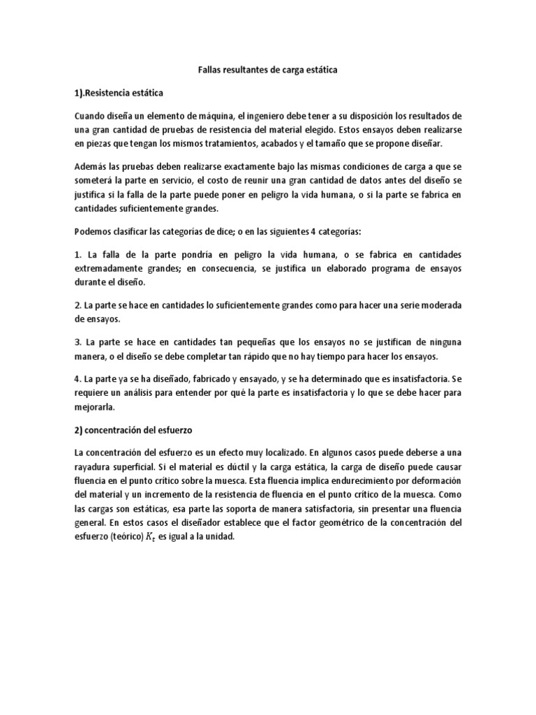 Fallas Resultantes De Carga Estática Pdf Mecánica De Fractura