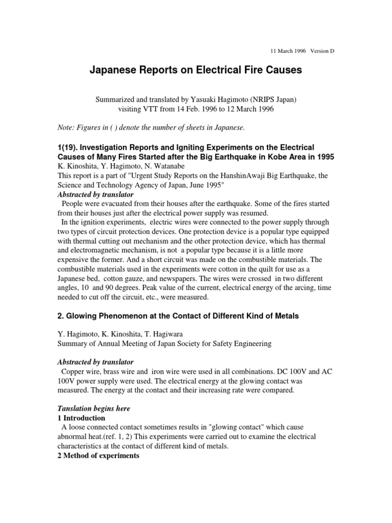 Japanese Reports Electrical Fire Causes | Download Free PDF | Electric ...