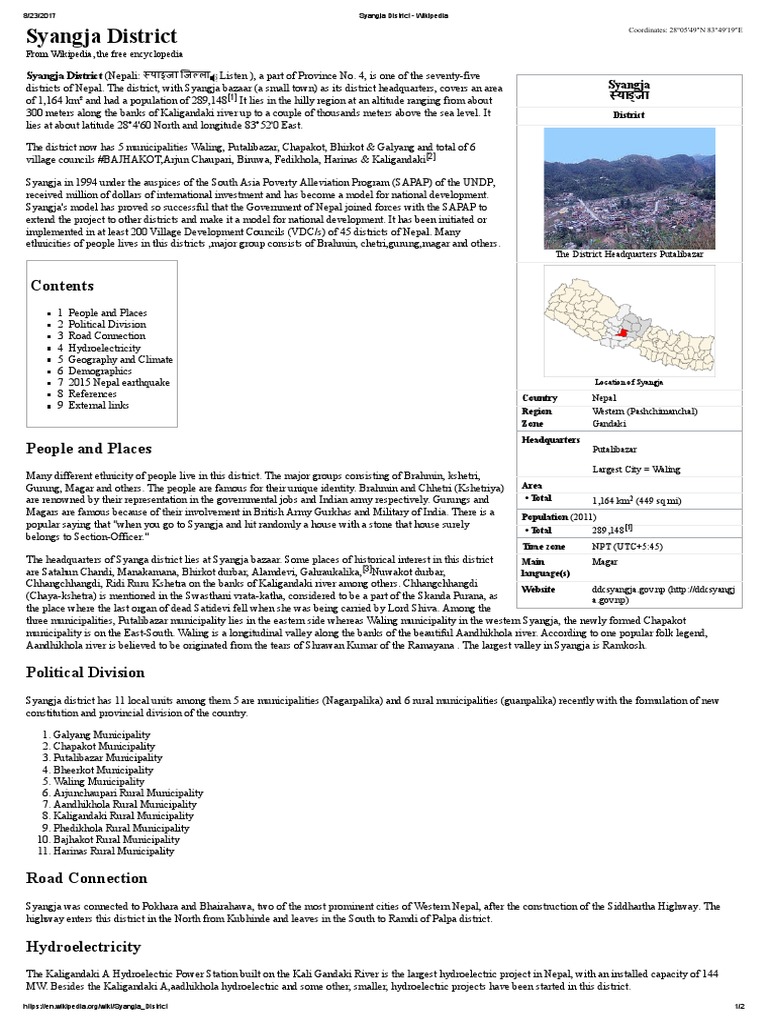 Syangja District - Wikipedia | PDF | Religion And Belief | Nature