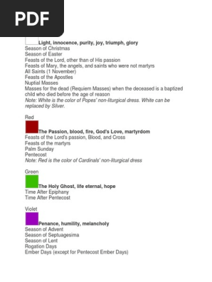 Liturgical Calendar