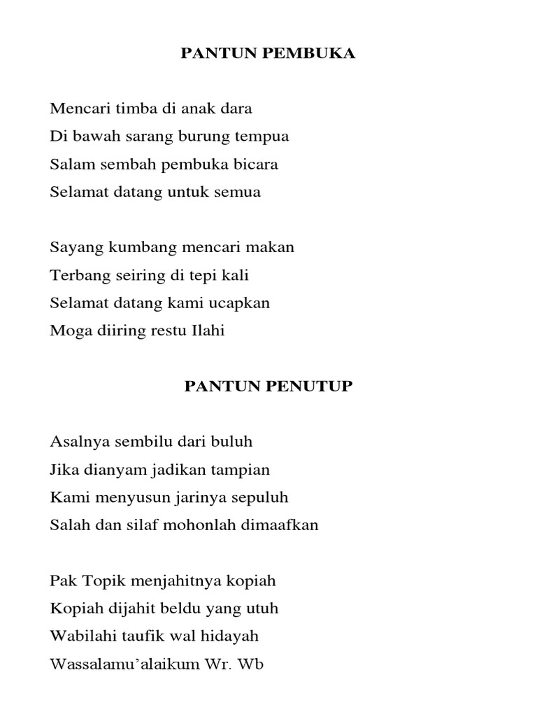 Pantun Pembuka