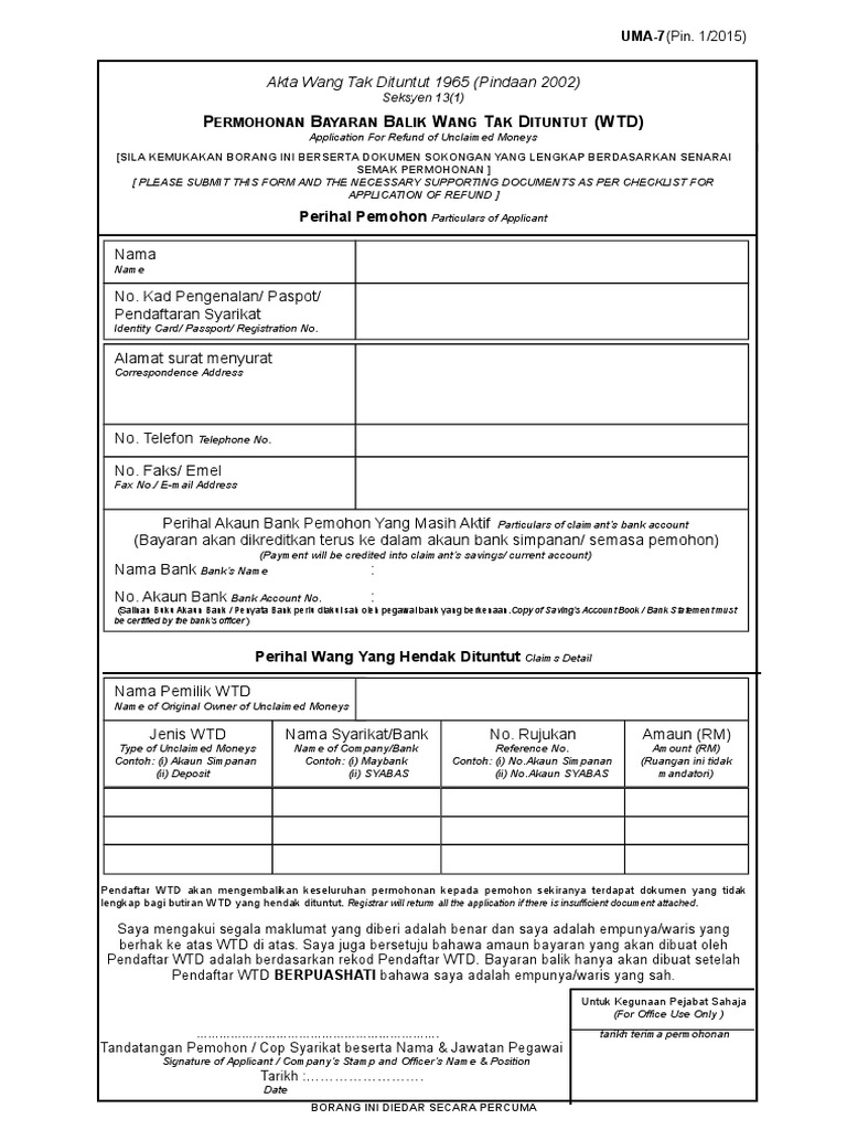 Borang Wtd Pdf