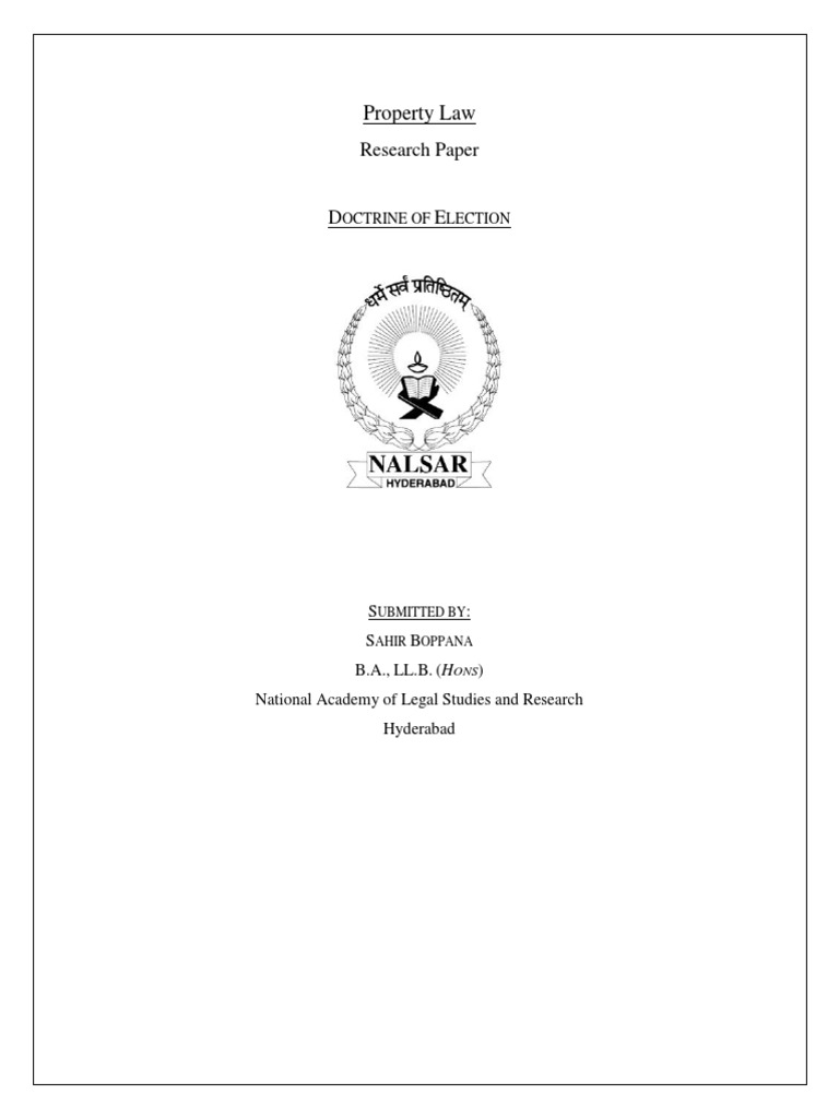 Property Law (Doctrine of Election) PDF Property Law Reasonable