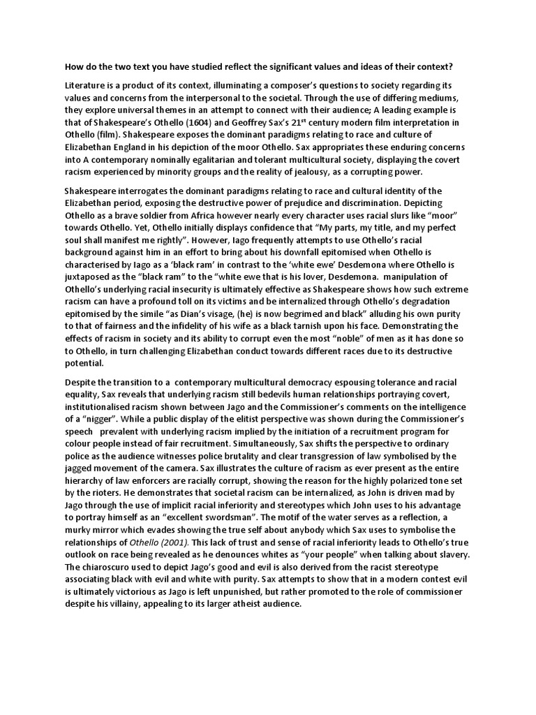 Othello Essay Final | PDF | Othello | Iago