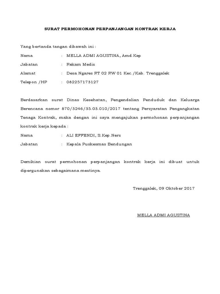 Contoh Surat Addendum Perpanjangan Waktu Kerja