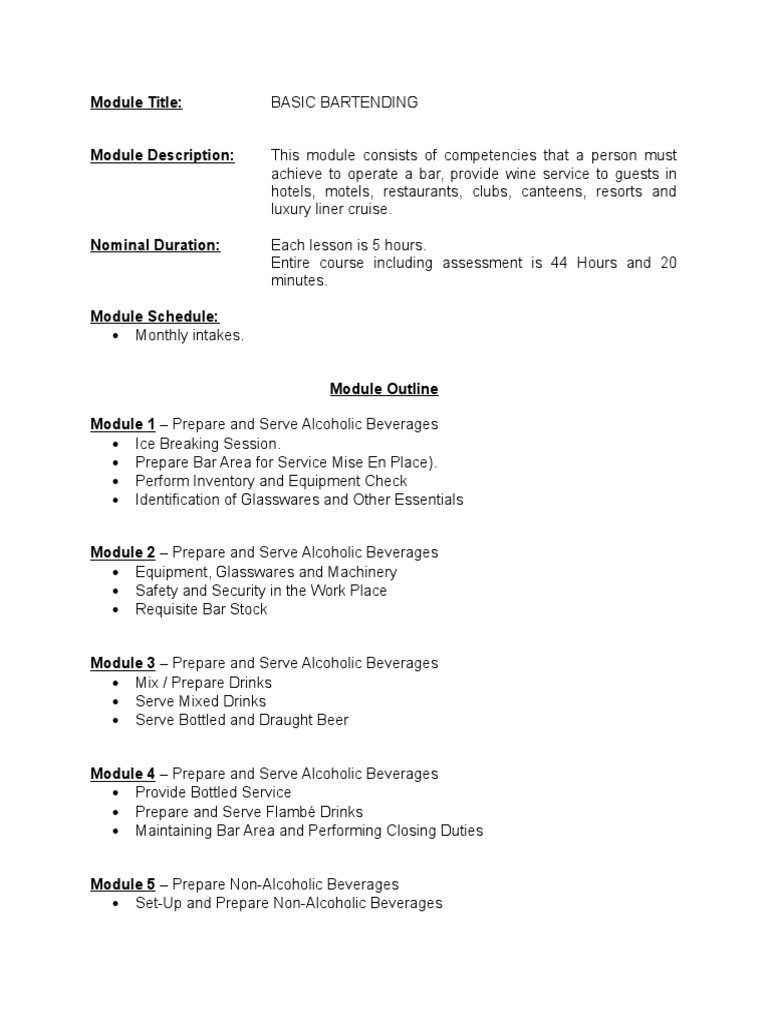 Basic Bartending Edited | PDF | Business | Cooking, Food & Wine