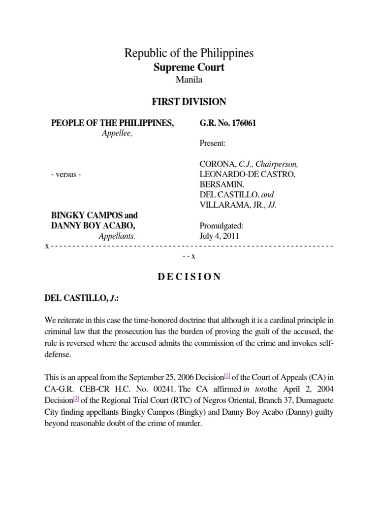 Supreme Court Ruling on Murder Appeal | PDF | Burden Of Proof (Law ...