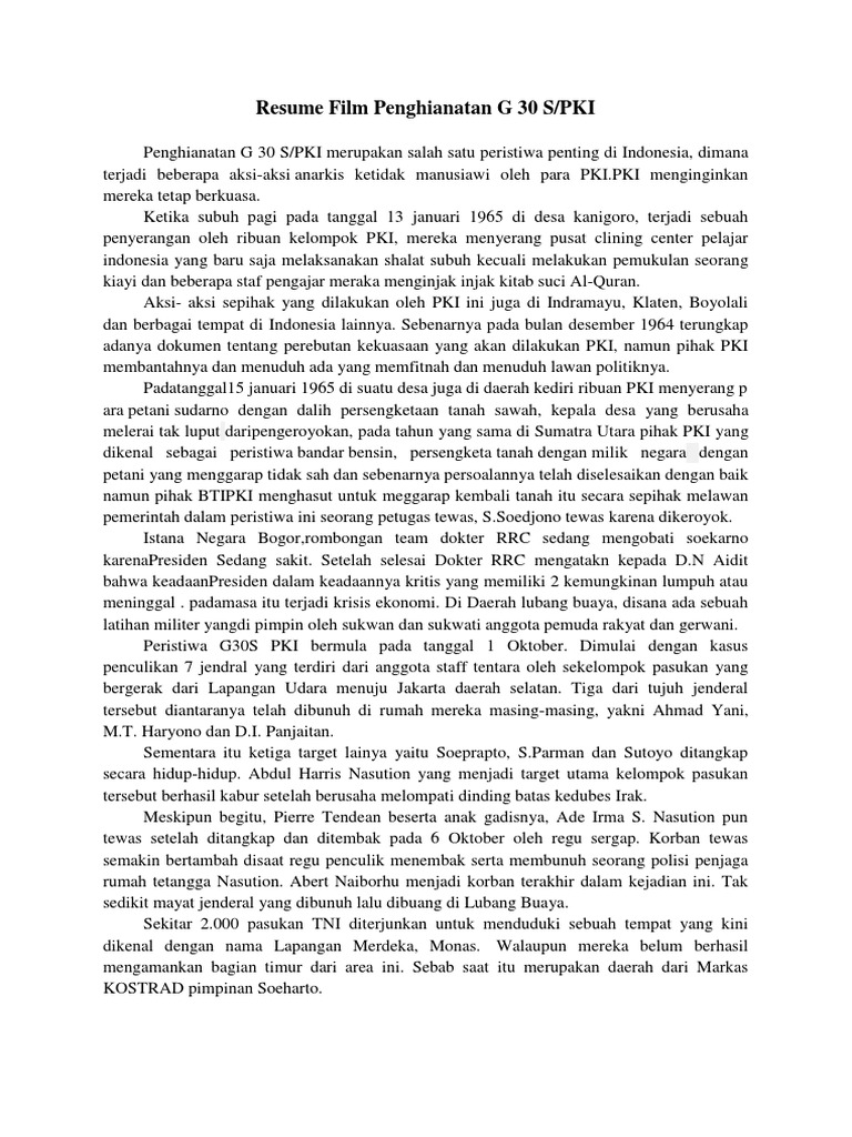 Rangkuman Sejarah G 30 S Pki - Seputar Sejarah
