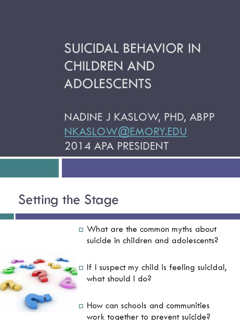 Suicidal Behavior Adolescents PDF | PDF | Suicide | Psychotherapy