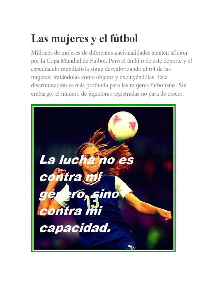 Las Mujeres y El Fútbol | PDF | Asociación de Futbol | FIFA Copa del Mundo