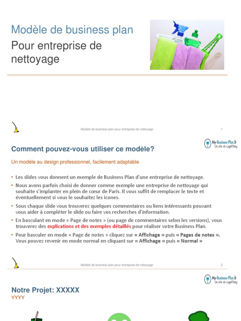 Aperçu Business Plan Entreprise Nettoyage  0 PDF  PDF  Environnement