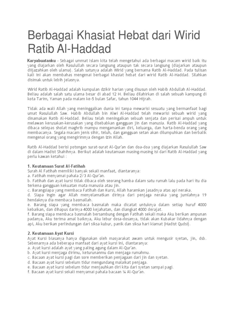 Berbagai Khasiat Hebat Dari Wirid Ratib Al Haddaad