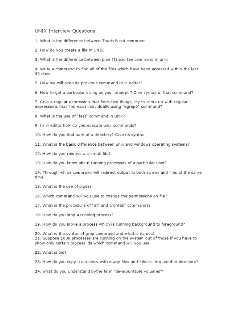 Unix interview questions pdf computer file operating system