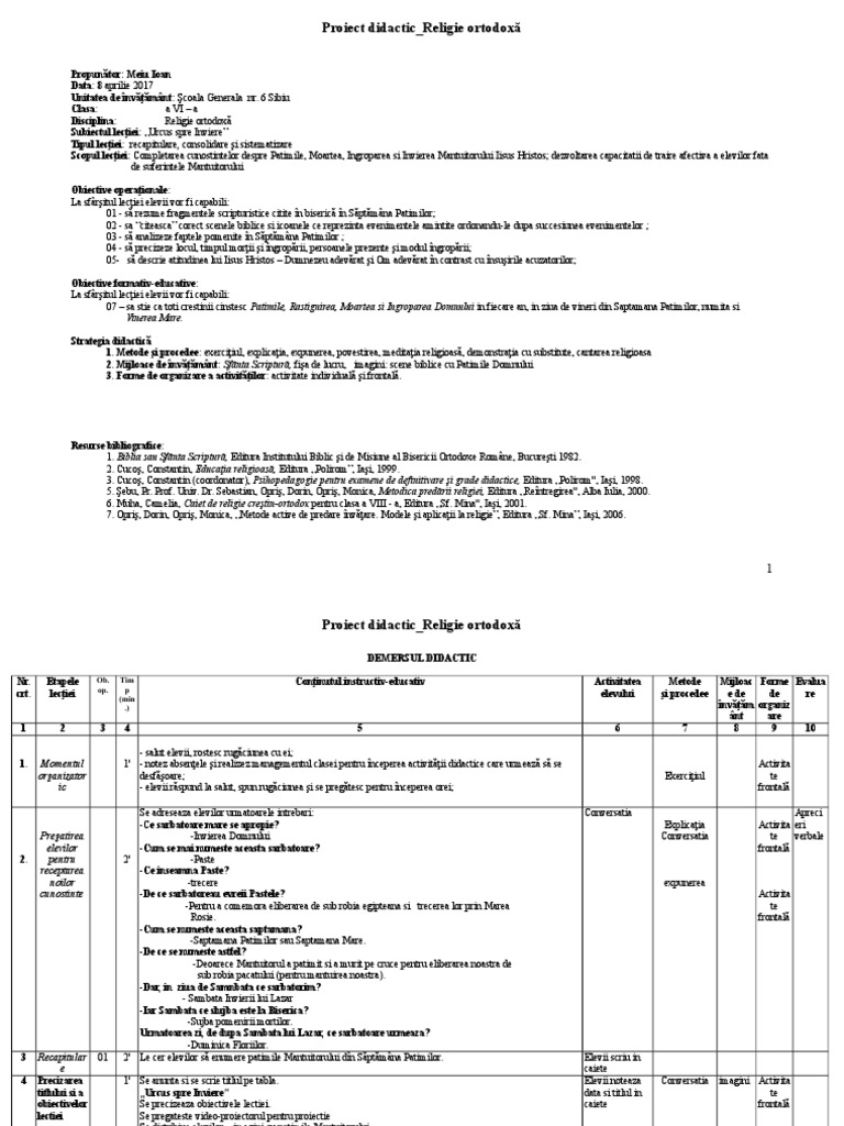 Proiect Didactic Patimi Meiu Doc