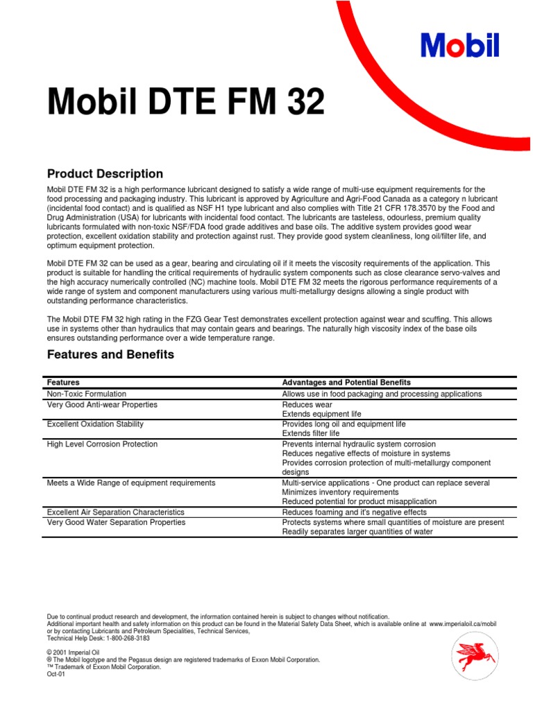 Mobil DTE FM 32 | PDF | Lubricant | Industries