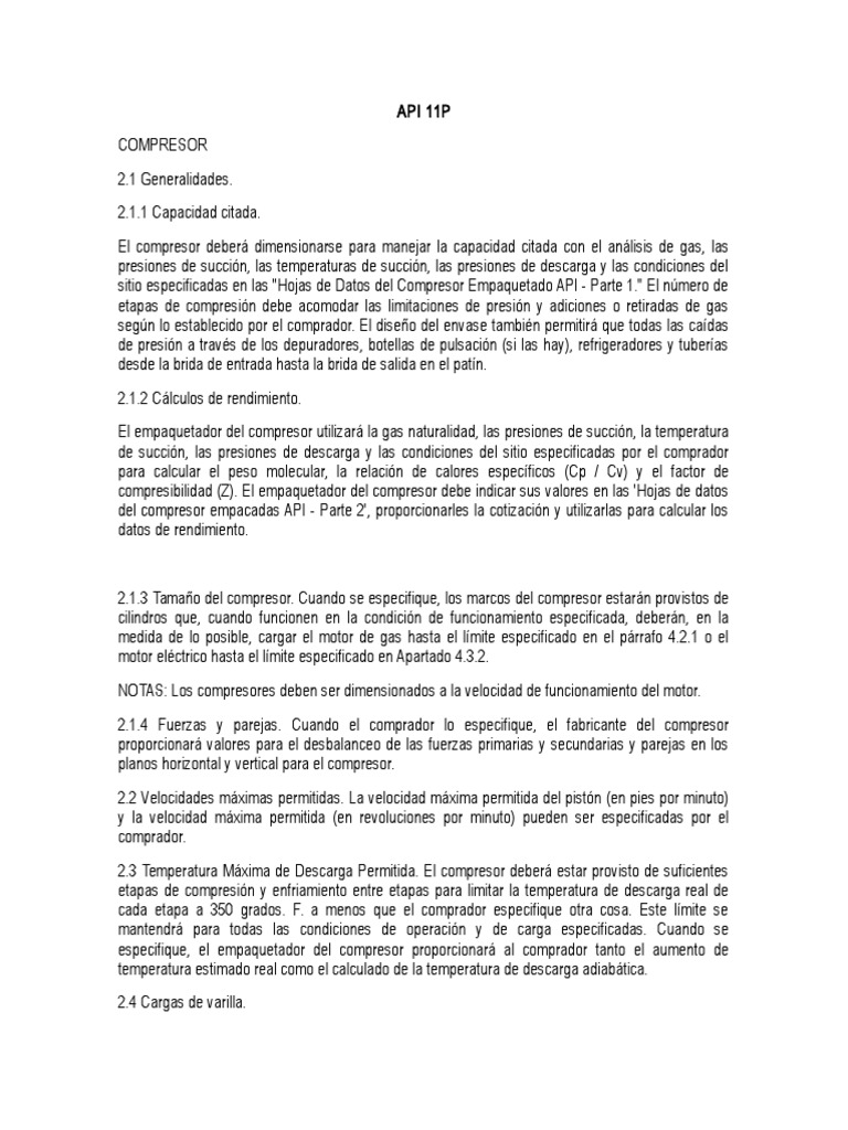 Api 11P | PDF | Fundición (metalurgia) | Compresor de gas